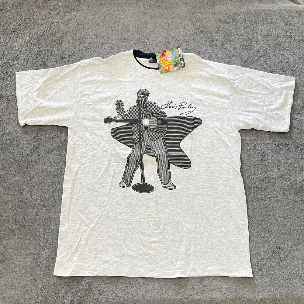 NWT Sherry's Best Elvis Presley Puff Design Crewneck Gray Shirt Men's Size XL